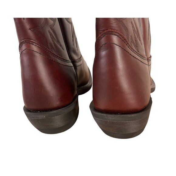 Palomino Size 9.5 Western Boots Mens Leather Cowboy Slip On Boots  Burgundy - Picture 9 of 16